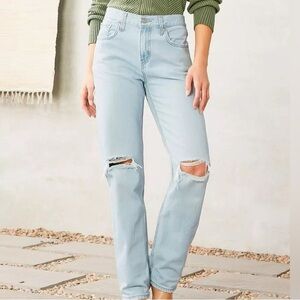 Levi's Lo Pro Straight Light Blue Distressed Slouchy Mid Rise Denim Jeans